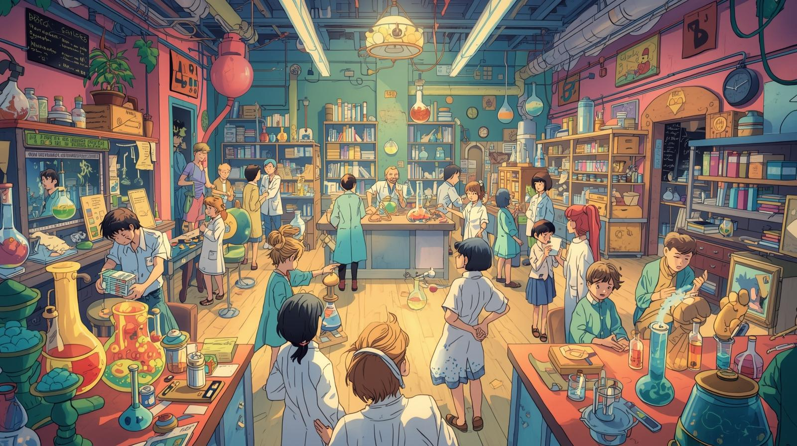 genera-una-foto-ghilbi-de-una-feria-de-ciencias-en-un-laboratorio